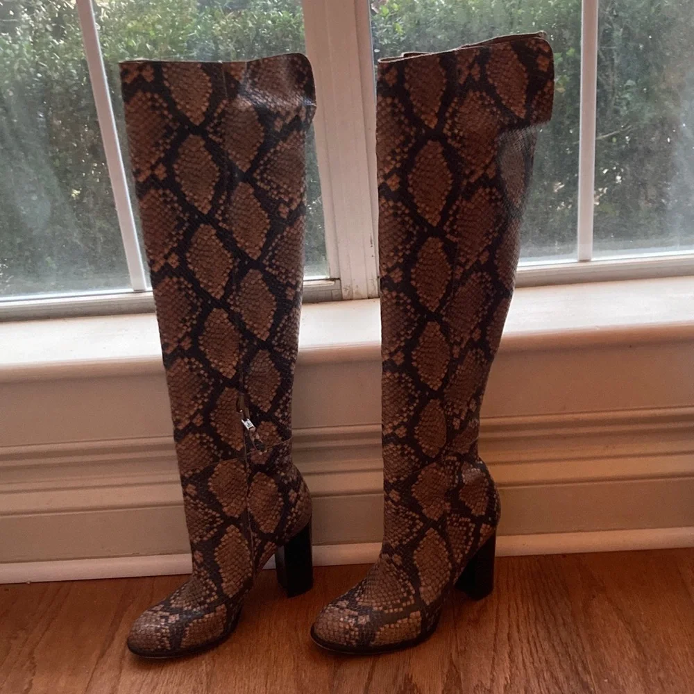 Sam Edelman tall leather snake skin boots - Picture 4 of 14